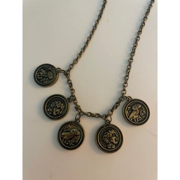 B1G2 FREE 🍁 Greek Owl Coin Charm Necklace - Picture 2 of 6